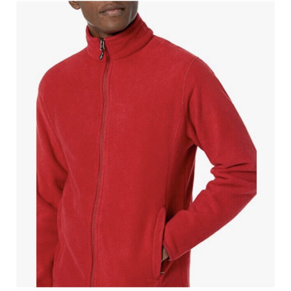Essentials Men's Full-Zip Polar Fleece Jacket Red
